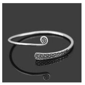 NEW 925 Sterling Silver Carved Adjustable Flower Bracelet Cuff